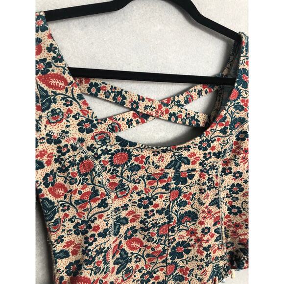 Free People Melanie Top Women's XS Floral Print Scoop Neck Ruffle Hem NEW - Picture 3 of 8
